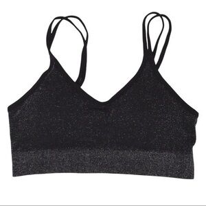 6ixty8ight‎ Black Shimmer Padded Double Strap Bralette, Medium
